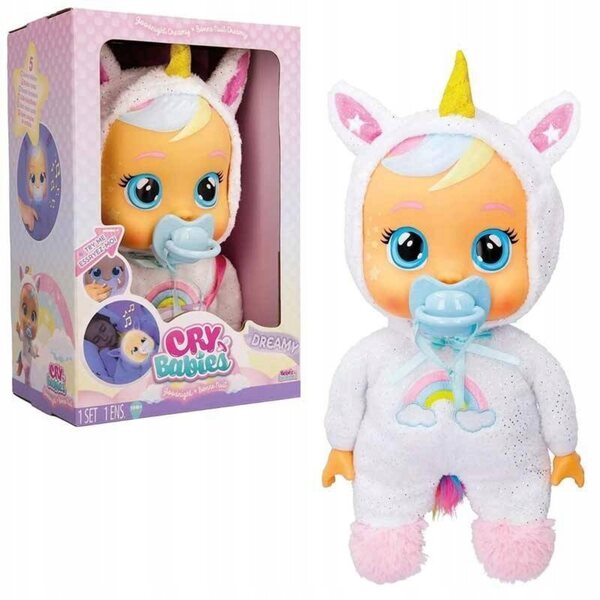 Cry Babies Dreamy Good Night Babypuppen-Einhorn, das aufleuchtet und singt