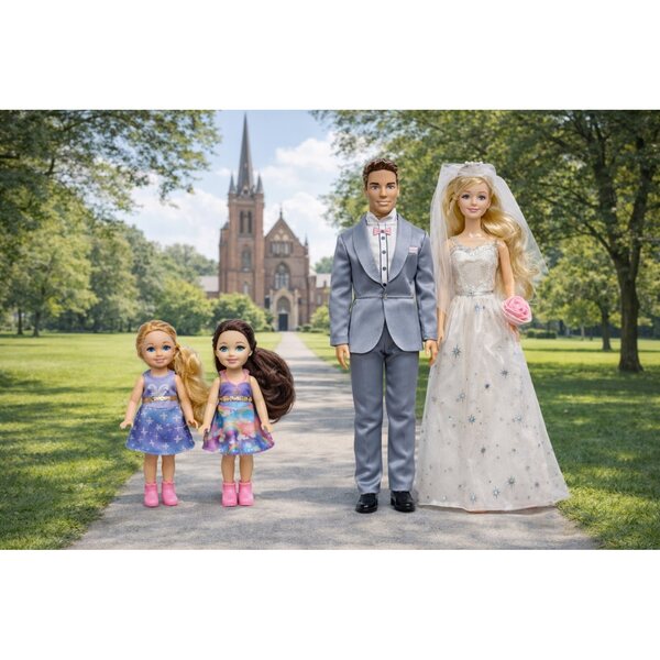 Set di Bambole Famiglia con Sposa e Bambini - Giochi Creativi per Bambini 3+