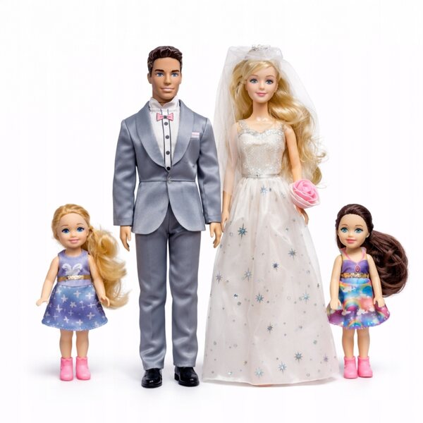 Set di Bambole Famiglia con Sposa e Bambini - Giochi Creativi per Bambini 3+