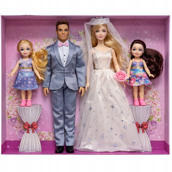 Set di Bambole Famiglia con Sposa e Bambini - Giochi Creativi per Bambini 3+