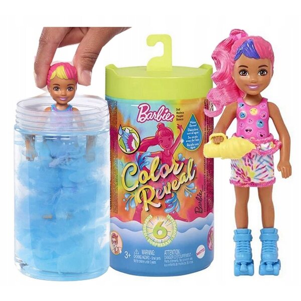 Barbie Chelsea Color Reveal Neon Tie-Dye mit 6 Überraschungen und bunten Haaren