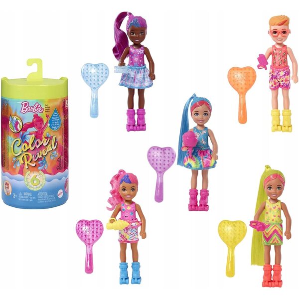 Barbie Chelsea Color Reveal Neon Tie-Dye mit 6 Überraschungen und bunten Haaren
