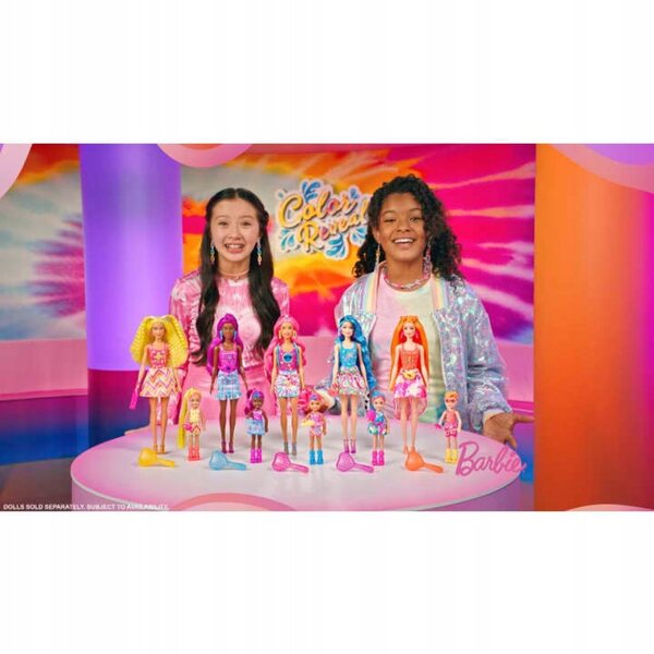Barbie Chelsea Color Reveal Neon Tie-Dye mit 6 Überraschungen und bunten Haaren