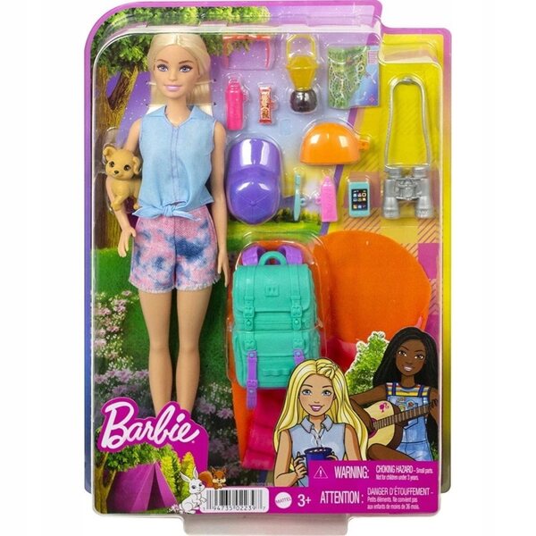 Barbie Malibu Camping mit Zubehör und Welpen für Kinder ab 3 Jahren