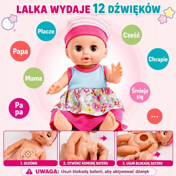 Baby Doll Interattiva 30cm con Funzioni Reali, Accessori Completi e Suoni