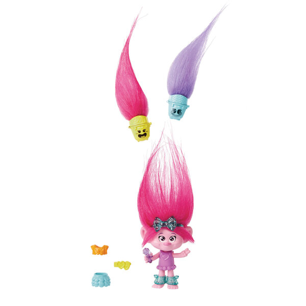 Trolls Hair Pops Poppy - малка кукла със свалящи се аксесоари и дрехи