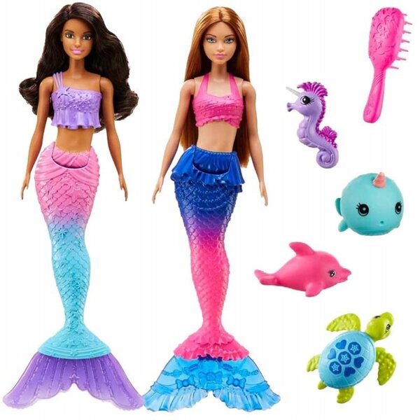 Barbie Dreamtopia Meerjungfrauen Set bestehend aus 2 Puppen mit Zubehör für Kinder ab 3 Jahren