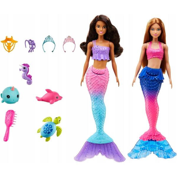Barbie Dreamtopia Meerjungfrauen Set bestehend aus 2 Puppen mit Zubehör für Kinder ab 3 Jahren