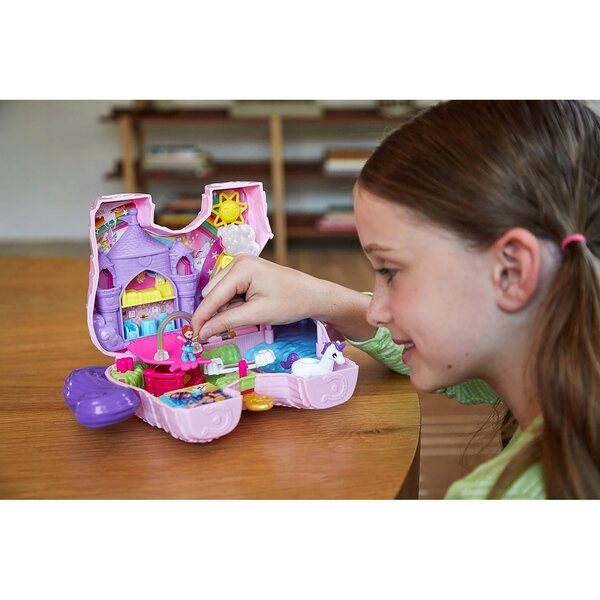 Polly Pocket Unicorn Surprise Set avec 25 surprises et accessoires - Jeu pour enfants à partir de 4 ans