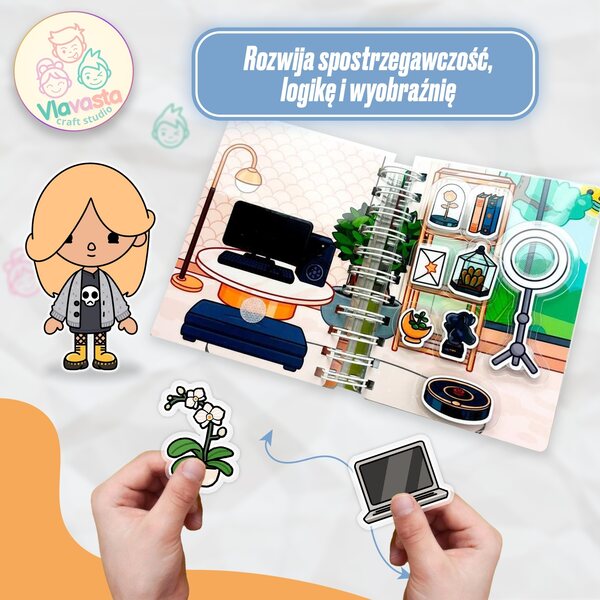 Casa delle bambole Toca Boca con vestiti - Libro interattivo educativo Montessori