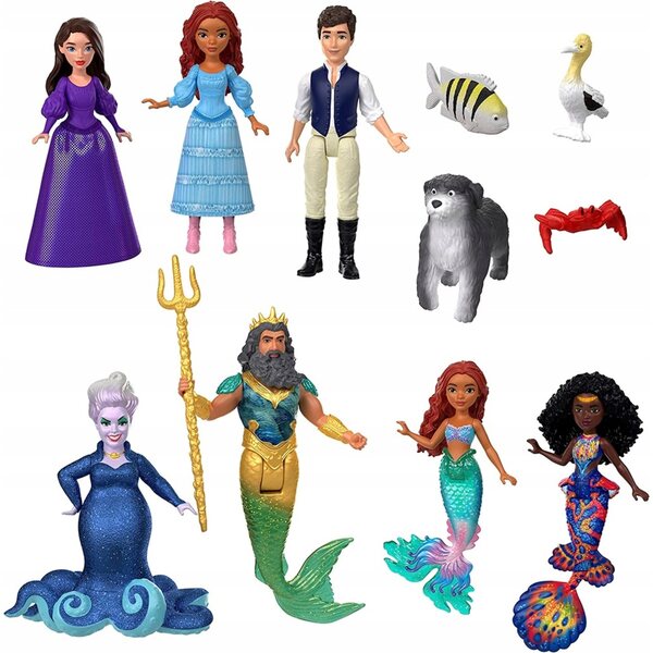 Set 7 Lotti Disney Principesse La Sirenetta Ariel con Accessori e Figure Mattel