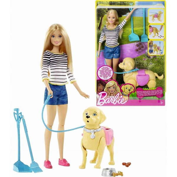 Barbie mit interaktivem Hund und Laufzubehör – Spiel für Kinder ab 3 Jahren