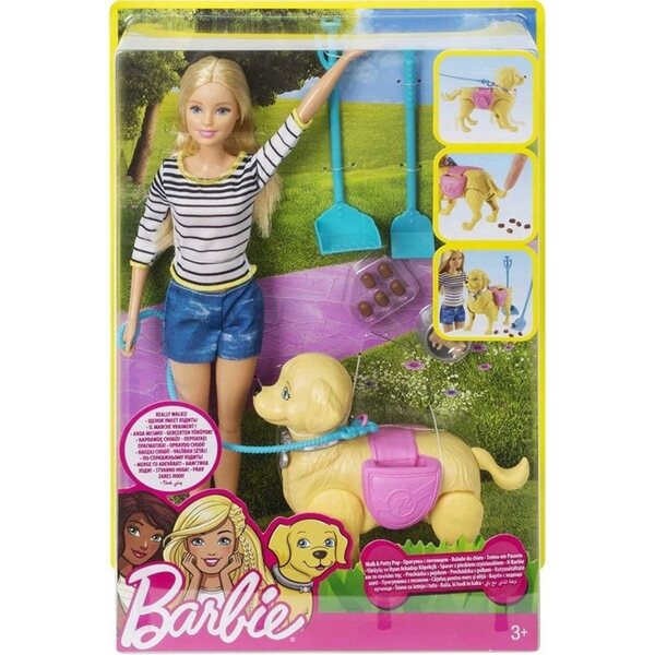 Barbie mit interaktivem Hund und Laufzubehör – Spiel für Kinder ab 3 Jahren