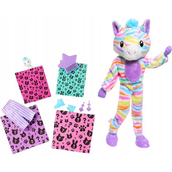 Barbie Cutie Reveal Zebra 32 cm mit Doppelkostüm und 10 Accessoires