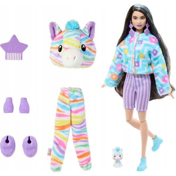 Barbie Cutie Reveal Zebra 32 cm mit Doppelkostüm und 10 Accessoires