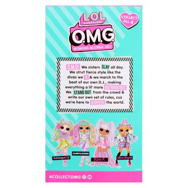 L.O.L. Surprise OMG Bubblegum Modepuppe mit Zubehör und Kamm, 25 cm