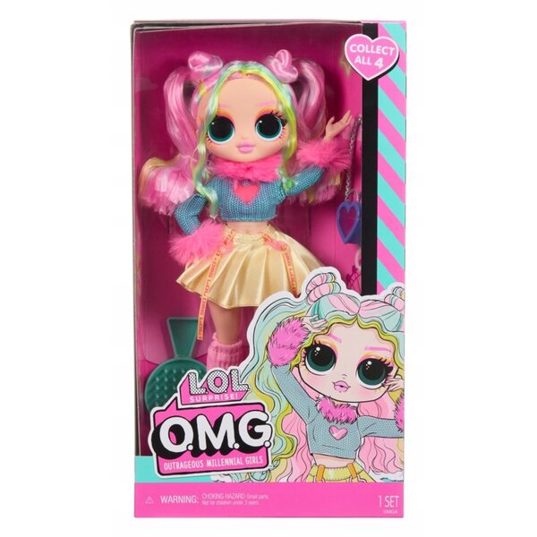 L.O.L. Surprise OMG Bubblegum Modepuppe mit Zubehör und Kamm, 25 cm