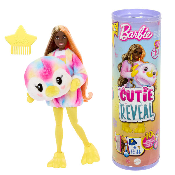 Barbie Cutie Reveal – Pinguin-Puppe aus der Colourful Dreams-Serie, 10 Überraschungen