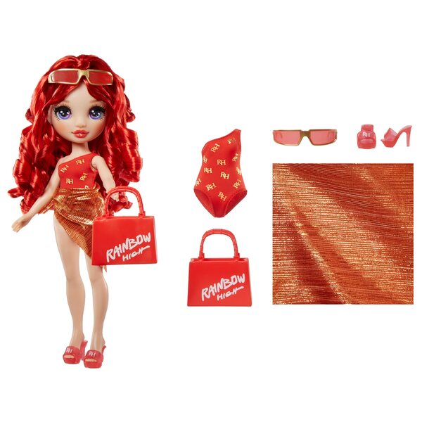 Rainbow High Ruby Anderson Puppe mit Badeanzug und Sommeraccessoires