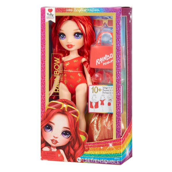 Rainbow High Bambola Ruby Anderson con Costume da Bagno e Accessori Estivi