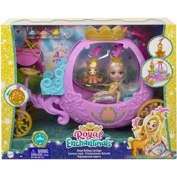 Enchantimals Peola Pony-Puppe mit königlicher Kutsche für Kinder ab 4 Jahren