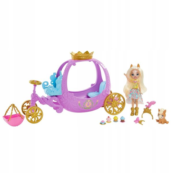 Enchantimals Peola Pony-Puppe mit königlicher Kutsche für Kinder ab 4 Jahren