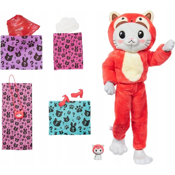 Barbie Cutie Reveal mit rotem Panda-Kostüm und 10 Überraschungen – 29 cm