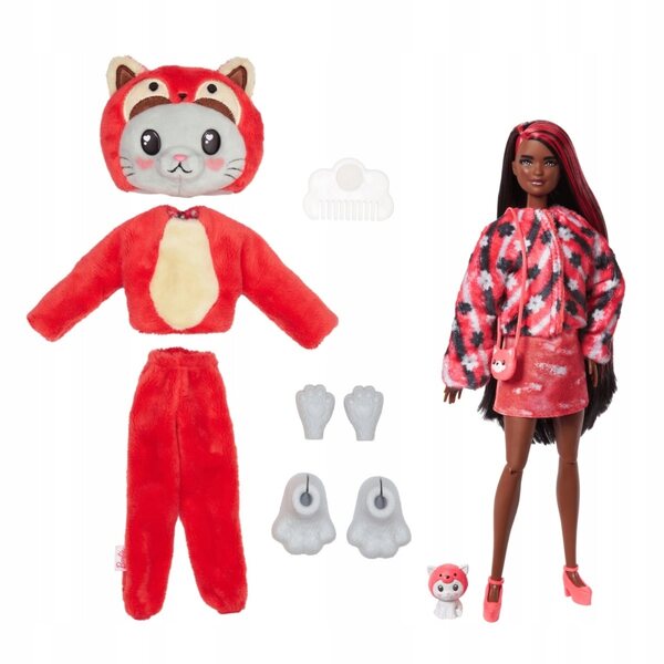 Barbie Cutie Reveal mit rotem Panda-Kostüm und 10 Überraschungen – 29 cm
