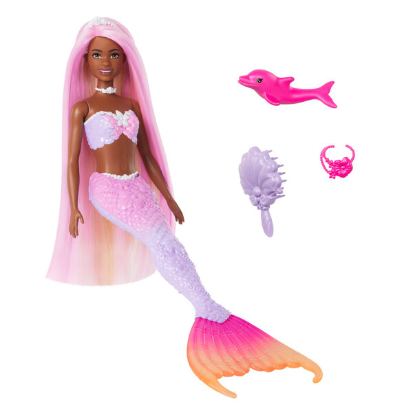 Barbie Brooklyn Meerjungfrau mit Farbwechsel und Mattel-Zubehör für Kinder ab 3 Jahren