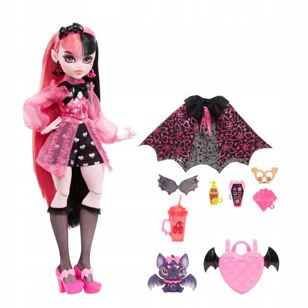 Lalcka Monster High Draculaura 25,5 cm mit modischer Kleidung und Accessoires