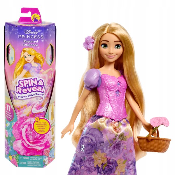 Bambola Rapunzel Disney Princess Spin Reveal con accessori e scenografia