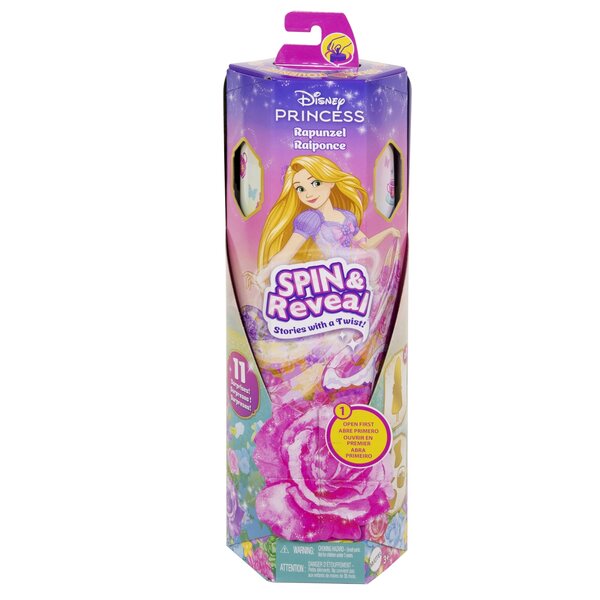 Bambola Rapunzel Disney Princess Spin Reveal con accessori e scenografia