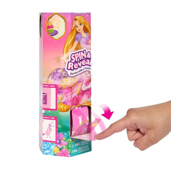 Bambola Rapunzel Disney Princess Spin Reveal con accessori e scenografia