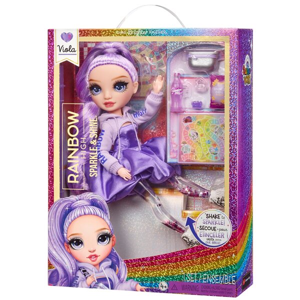 Bambola Rainbow High Viola Sparkle 30,5 cm con accessori per bambini 4+