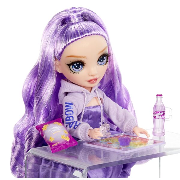 Bambola Rainbow High Viola Sparkle 30,5 cm con accessori per bambini 4+