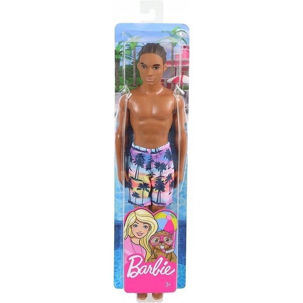 Barbie Ken Beach Puppe für Kinder ab 3 Jahren, Mattel Summer Charakter