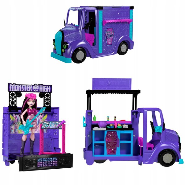 Monster High Koncertowy Food Truck Lalka Zestaw z rozkładaną sceną HXH83