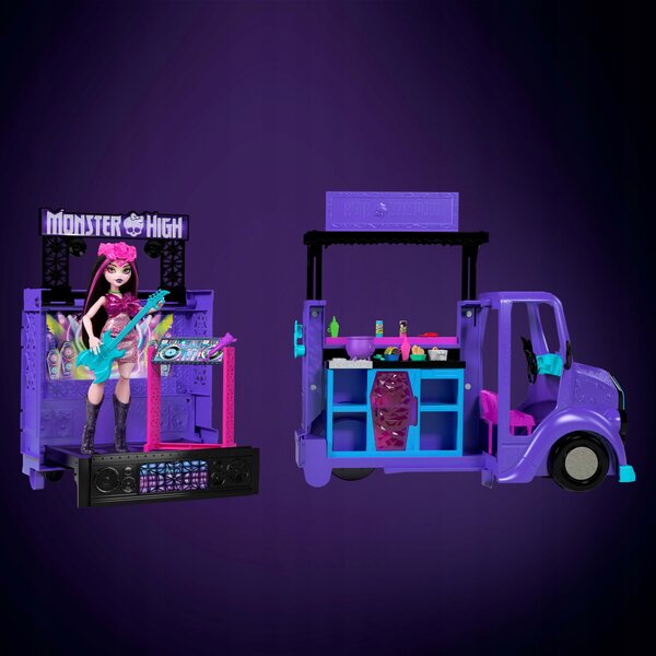Monster High Koncertowy Food Truck Lalka Zestaw z rozkładaną sceną HXH83