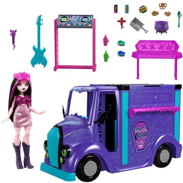 Monster High Koncertowy Food Truck Lalka Zestaw z rozkładaną sceną HXH83