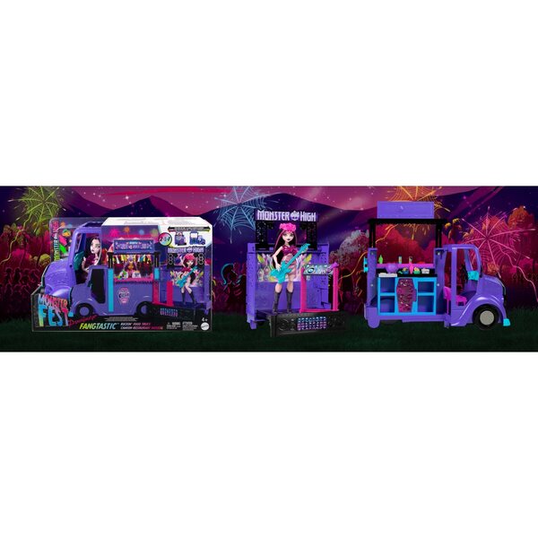 Monster High Koncertowy Food Truck Lalka Zestaw z rozkładaną sceną HXH83