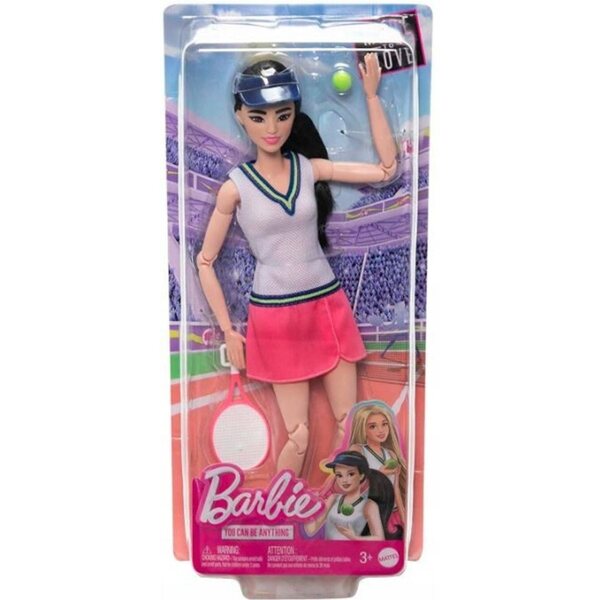 Barbie Karriere-Tennisspieler-Puppe mit 22 Bewegungspunkten und Sportzubehör