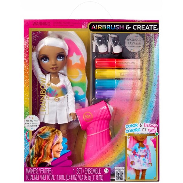 Rainbow High AirBrush Create Bambola da Colorare con Occhi Grigi e Aerografo