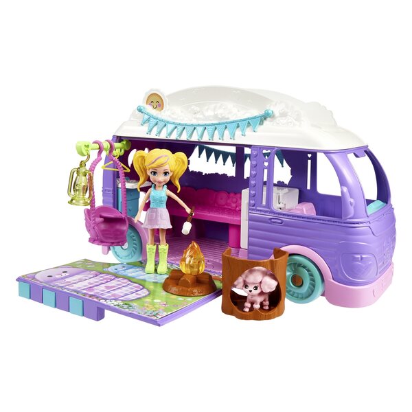 Polly Pocket Glamping Van Kamper con Accessori e Lalla per Bambini da 4 Anni