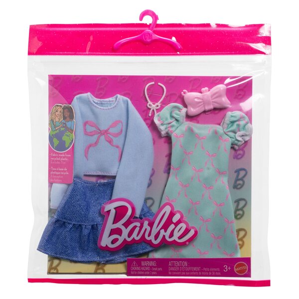 Barbie Mattel Kleidungsset 2 bunte Outfits + Accessoires für Modepuppen