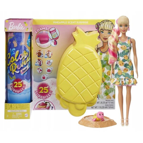 LALKA BARBIE COLOR REVEAL WAKACYJNA PIANA ANANAS zestaw do zabawy +3 lata