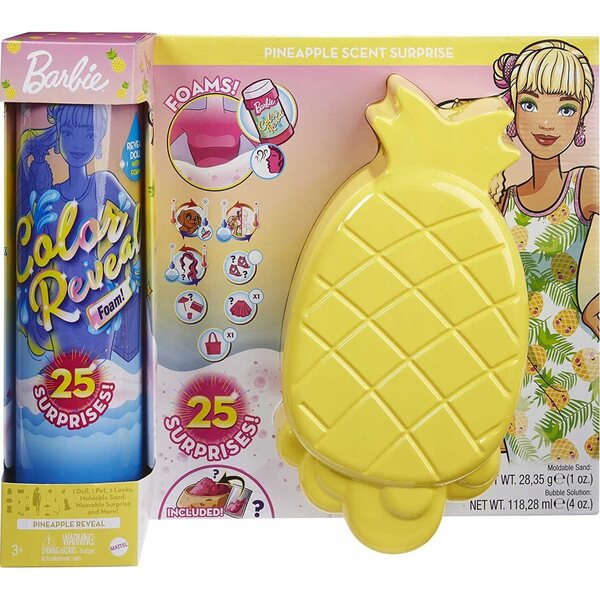 LALKA BARBIE COLOR REVEAL WAKACYJNA PIANA ANANAS zestaw do zabawy +3 lata