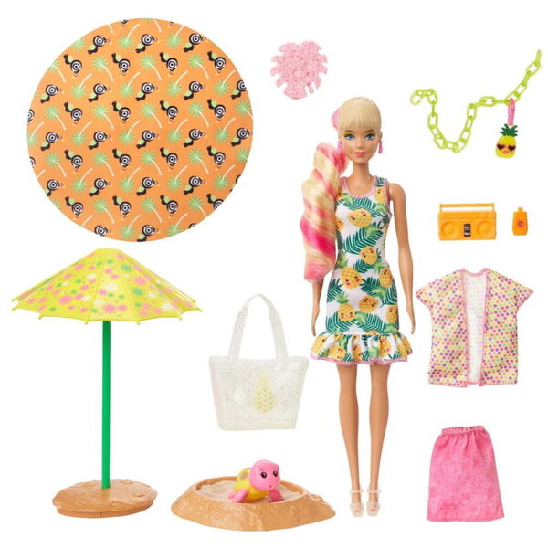 LALKA BARBIE COLOR REVEAL WAKACYJNA PIANA ANANAS zestaw do zabawy +3 lata