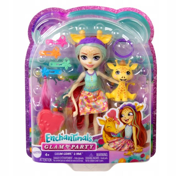 Mattel Enchantimals Deluxe Giraffenpuppe mit 5 Zubehörteilen und Tierklinke
