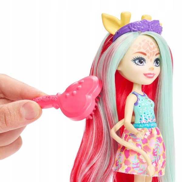 Mattel Enchantimals Deluxe Giraffa bambola con 5 accessori e animale Pawl