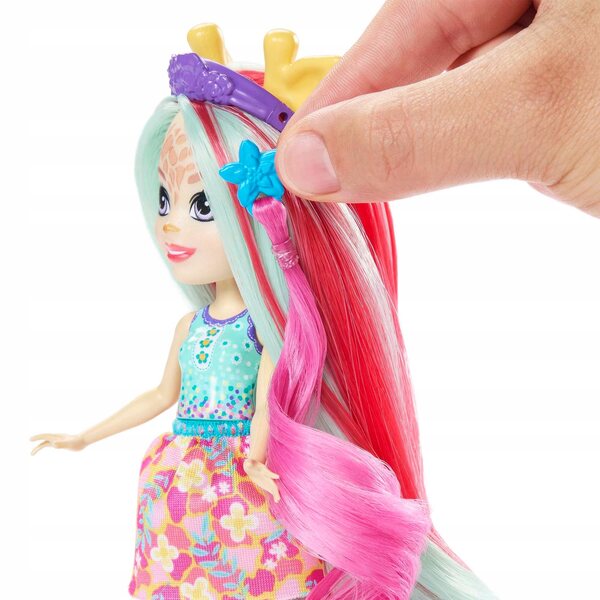 Mattel Enchantimals Deluxe Giraffa bambola con 5 accessori e animale Pawl